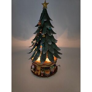PartyLite glowing Musical Christmas Tree Tea light Candle Holder 2003 rotating